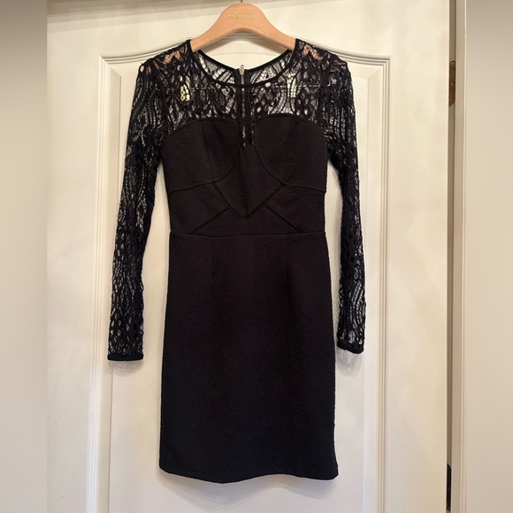 LF black long sleeve dress with lace sleeves - Picture 1 of 2